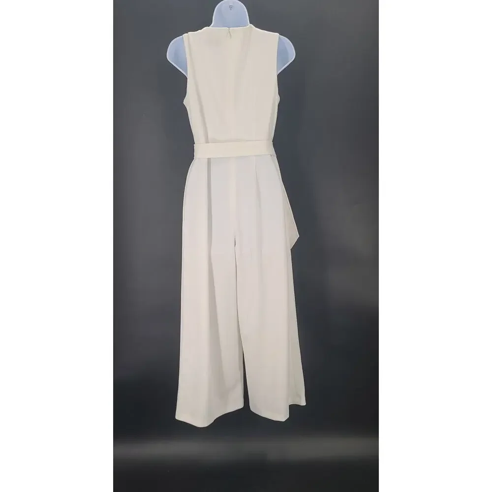 Andrew Marc sleeveless wide leg ladies jumpsuit Ivory size 6 wedding resort wear - Picture 3 of 9
